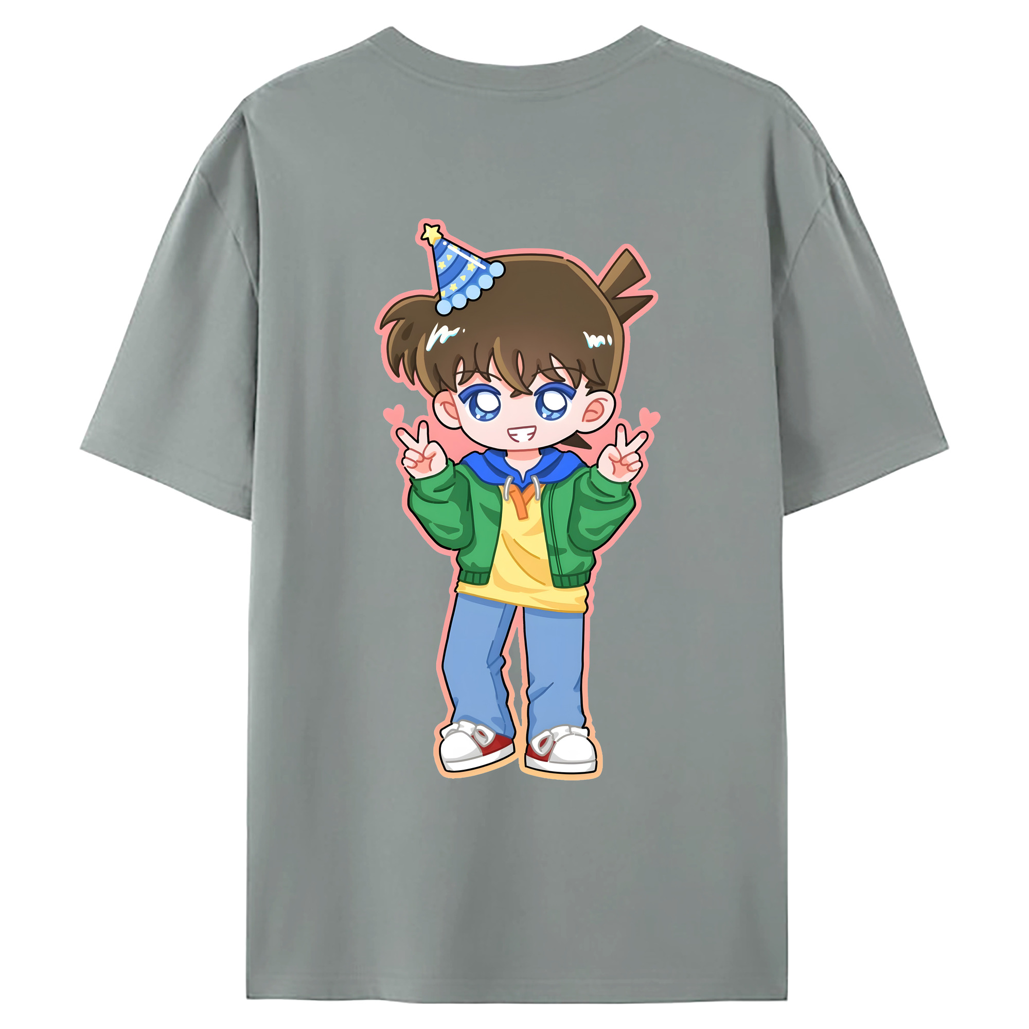 （画像用） 名探偵コナン 江戸川 コナン Detective Conan Conan Edogawa 綿100％ メンズ半袖Tシャツ（バックプリント） 通気性